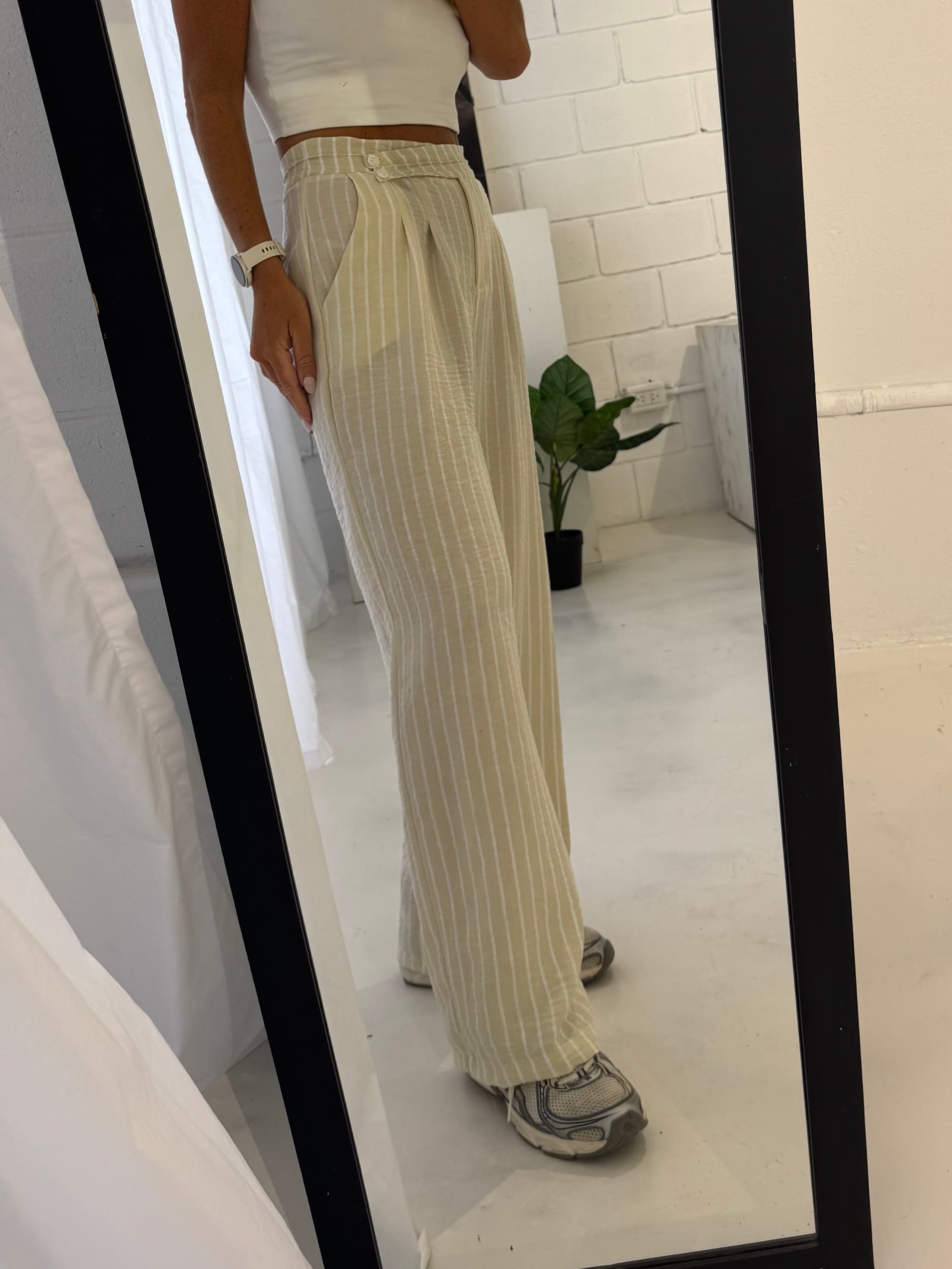 Pantalon Teresa. - Art 1444 (lino rayado)